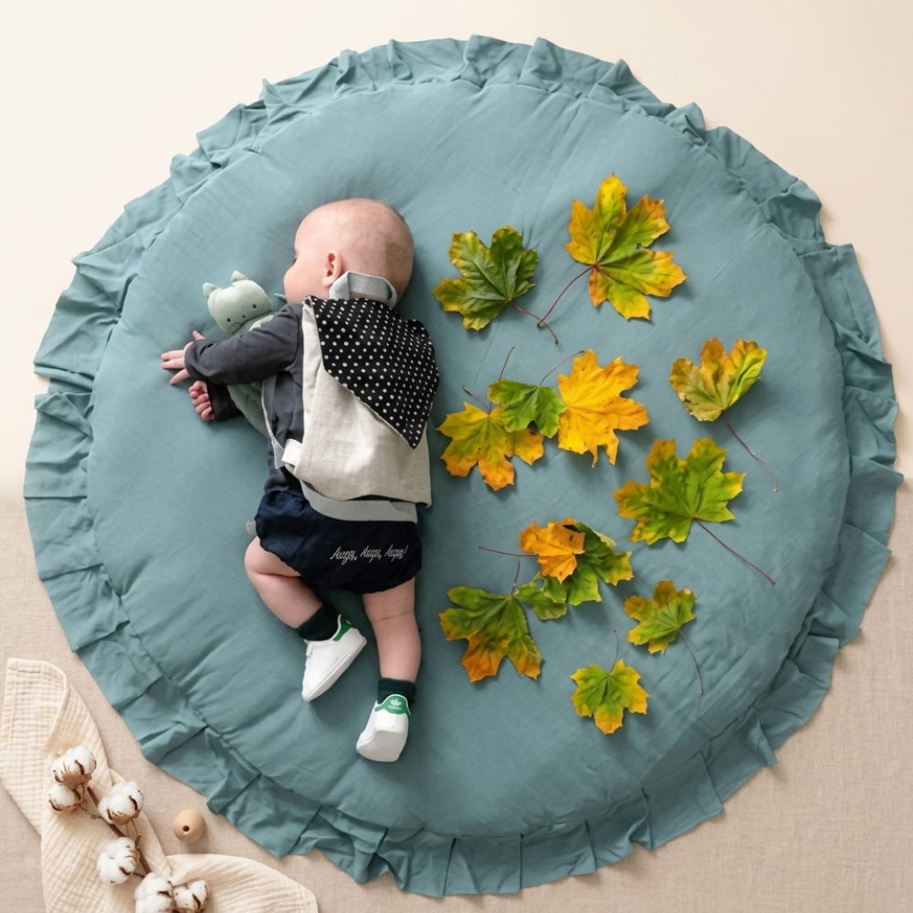 Tapis éveil rond coton Doucenest — vue lifestyle