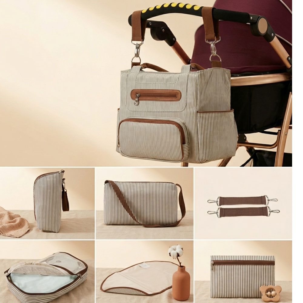 Sac à langer grande capacité 6 pièces Doucenest — porté épaule