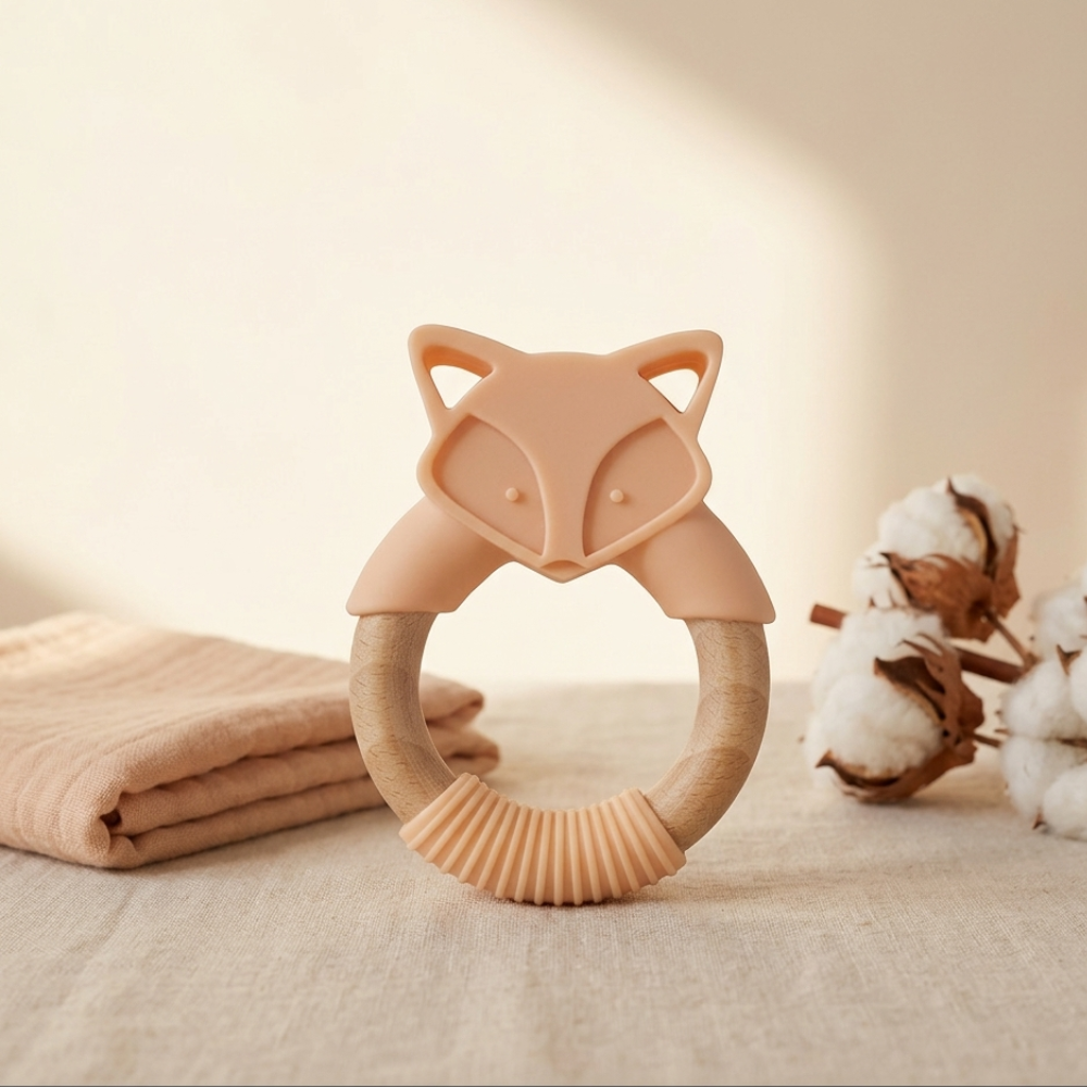 Anneau dentition bois silicone renard Doucenest — vue dos
