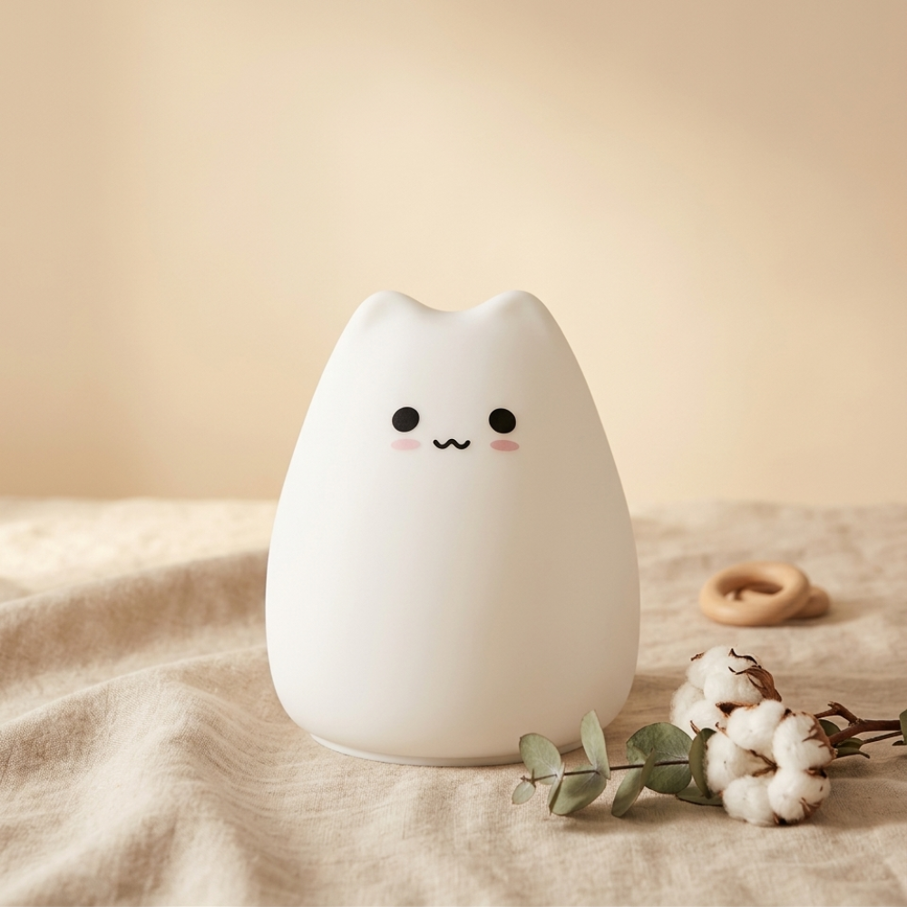 Veilleuse chat LED tactile Doucenest — couleurs changeantes